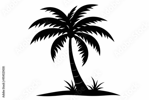 black silhouettes of a palm tree, palm tree svg, palm tree icon vector