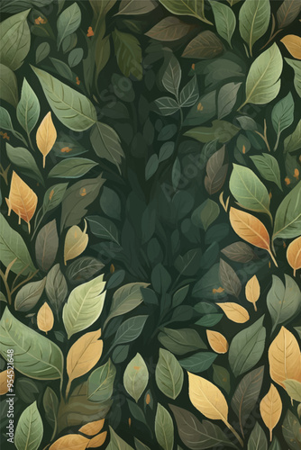 Vector foliage pattern frame