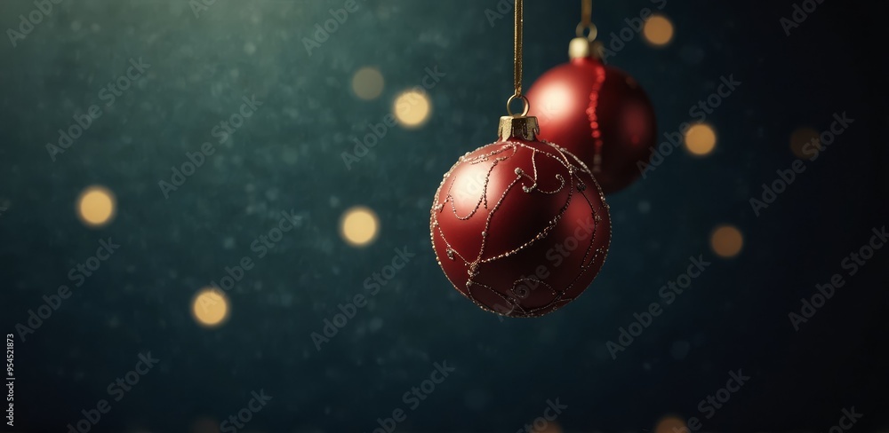 Merry Christmas card with hanging ball decoration Merry Christmas card with hanging ball decoration