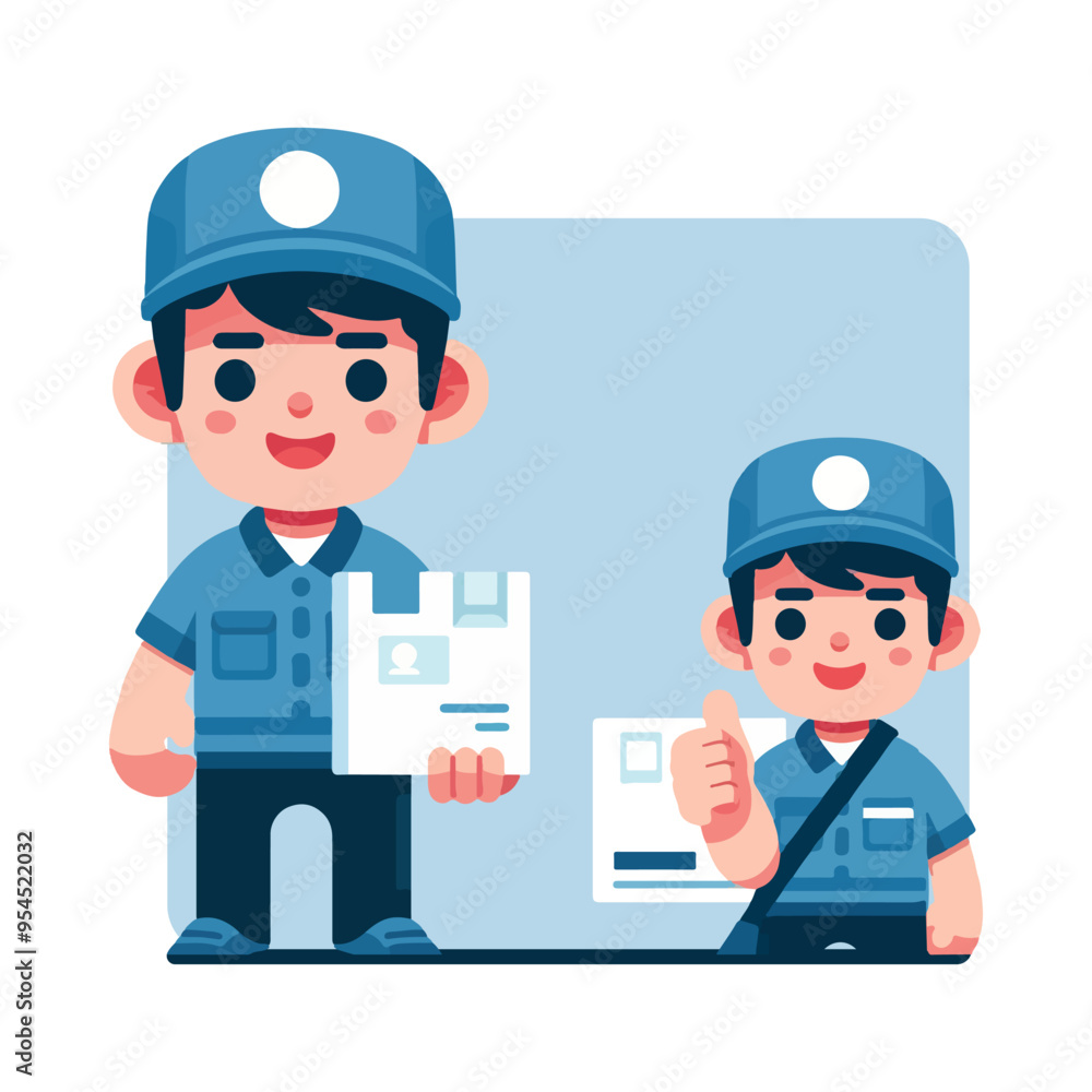 friendly delivery person with a cap and carrying a package friendly delivery person with a cap and carrying a package