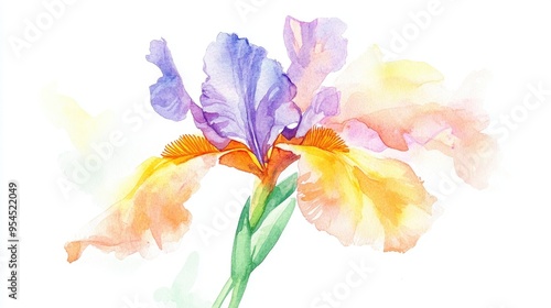 Watercolor illustration of an iris flower symbolizing the concept of a rainbow