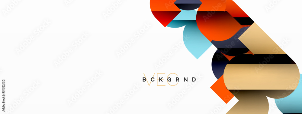 Colorful curve geometric shapes on white Colorful curve geometric shapes on white