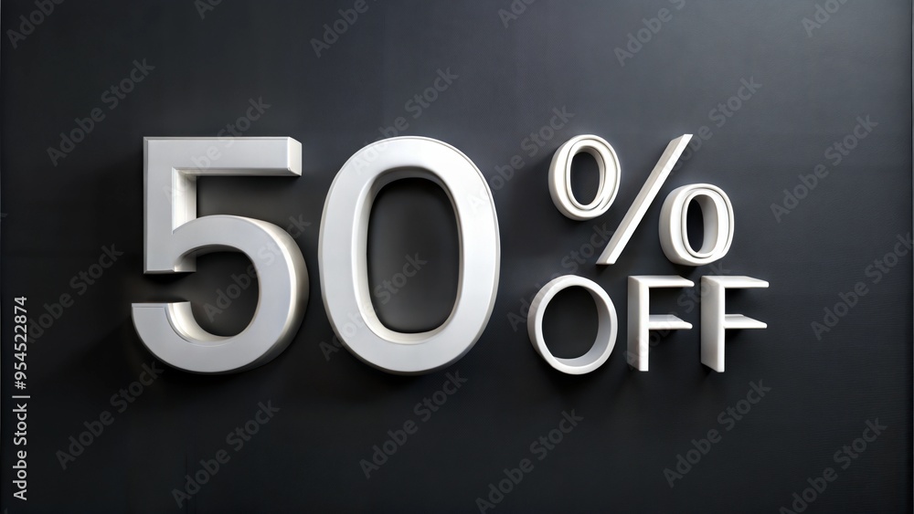 Minimalist 50% Off Discount Advertisement on Dark Background Minimalist 50% Off Discount Advertisement on Dark Background