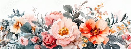 Watercolor illustration of a stunning flower bouquet