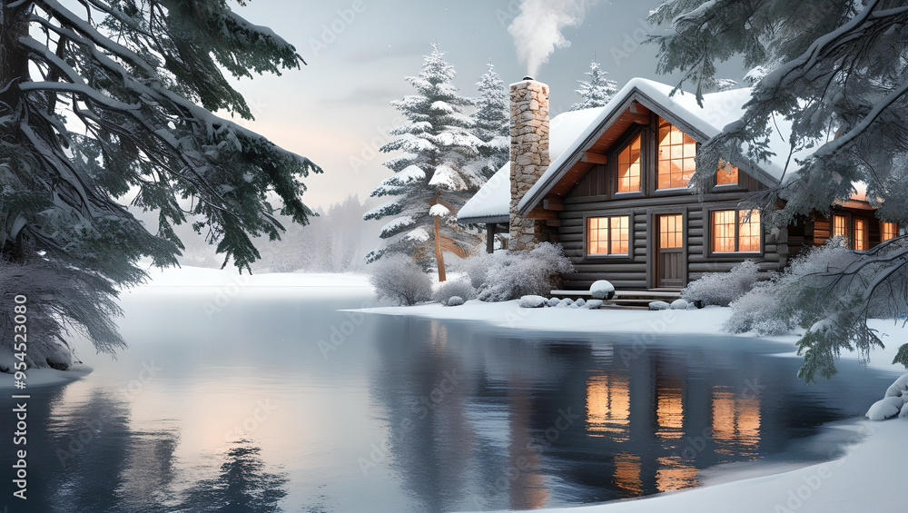 Snowy Reflections at the Winter Cabin Snowy Reflections at the Winter Cabin