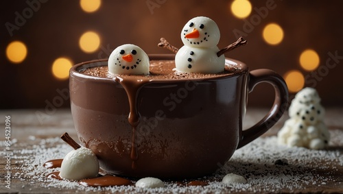 Hot chocolate with melted snowman