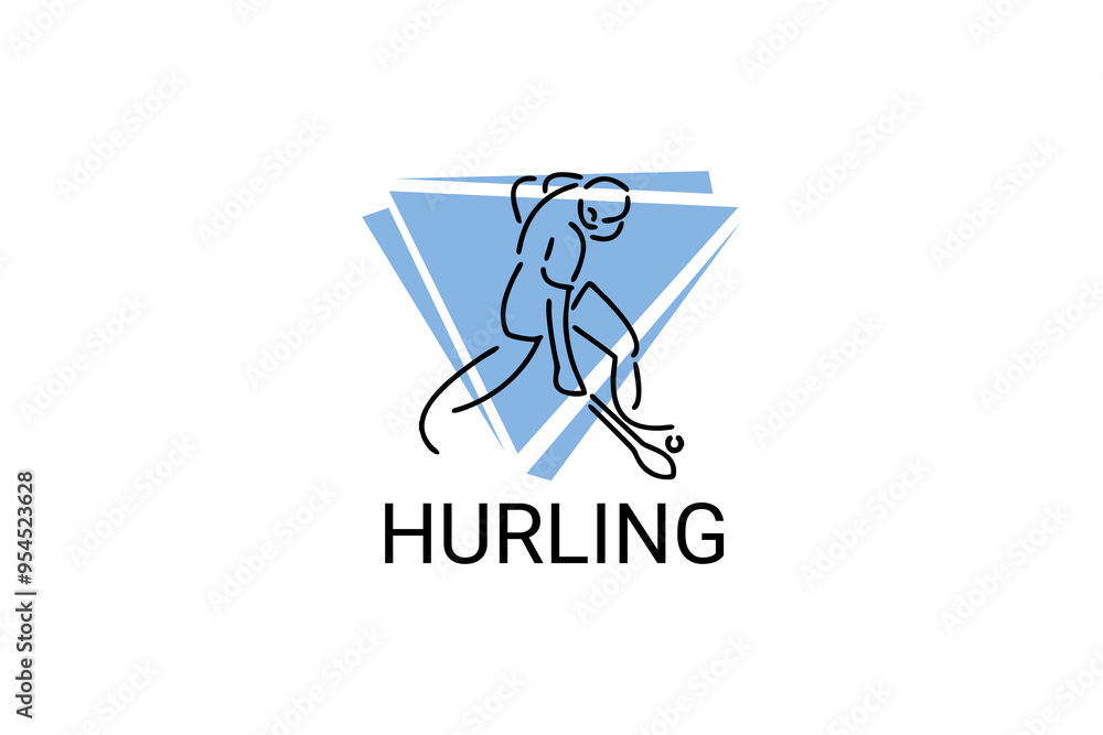 hurling sport vector line icon. an athlete playing hurling. sport pictogram, vector illustration. hurling sport vector line icon. an athlete playing hurling. sport pictogram, vector illustration.