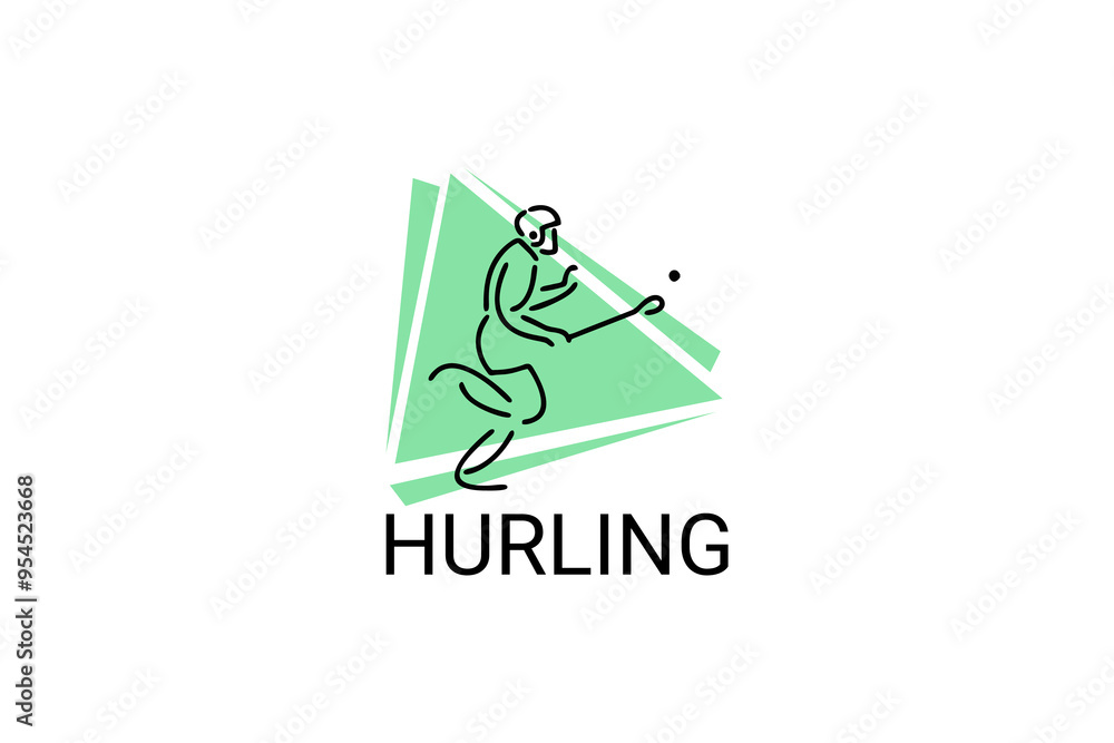 hurling sport vector line icon. an athlete playing hurling. sport pictogram, vector illustration. hurling sport vector line icon. an athlete playing hurling. sport pictogram, vector illustration.