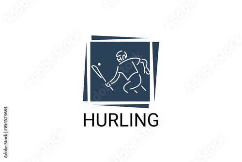 hurling sport vector line icon. an athlete playing hurling. sport pictogram, vector illustration.