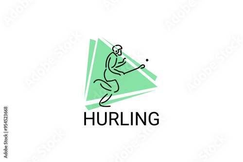 hurling sport vector line icon. an athlete playing hurling. sport pictogram, vector illustration.