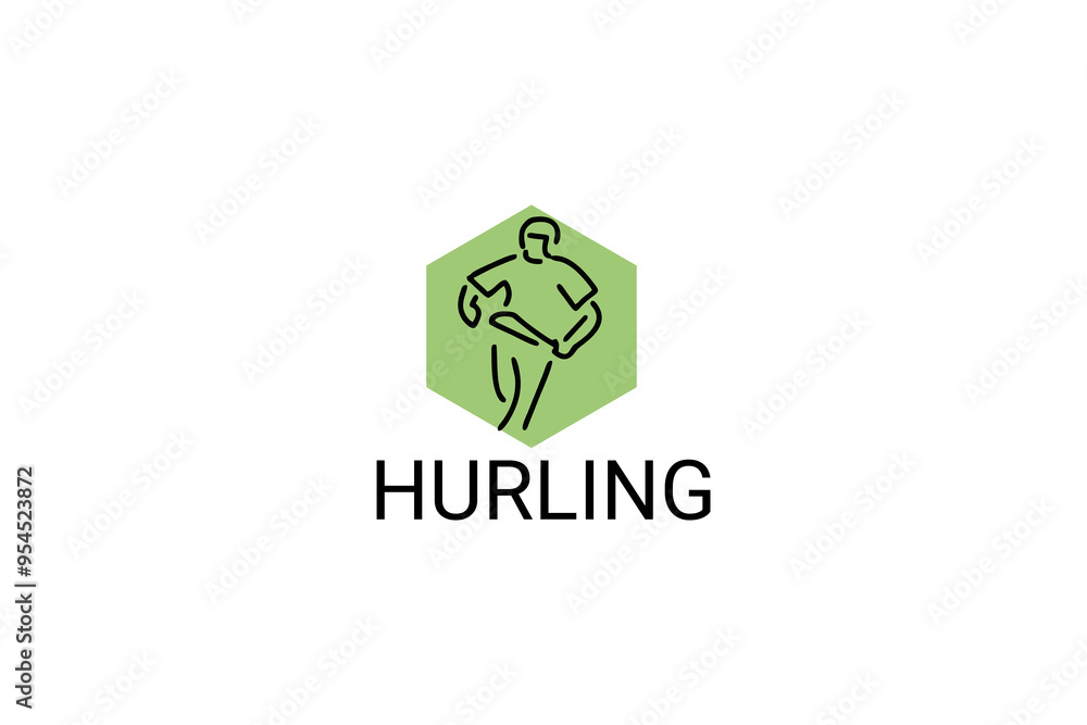 hurling sport vector line icon. an athlete playing hurling. sport pictogram, vector illustration. hurling sport vector line icon. an athlete playing hurling. sport pictogram, vector illustration.