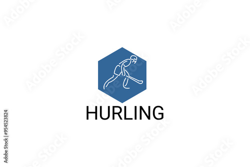 hurling sport vector line icon. an athlete playing hurling. sport pictogram, vector illustration.