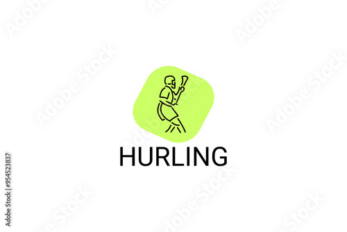 hurling sport vector line icon. an athlete playing hurling. sport pictogram, vector illustration.