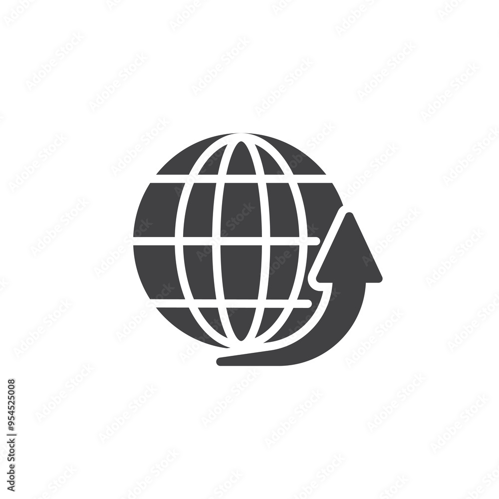 Globe and arrow vector icon Globe and arrow vector icon