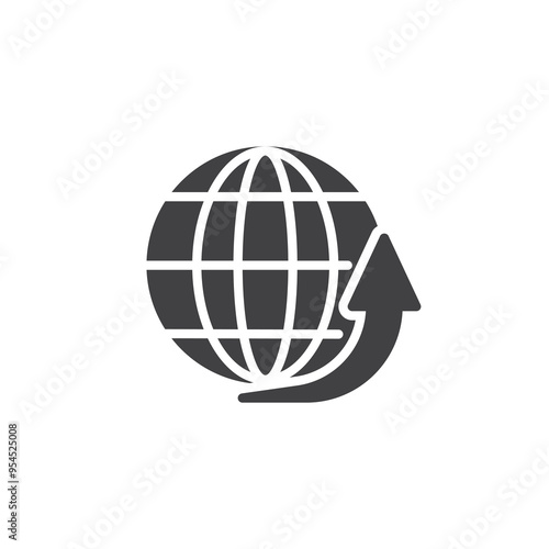 Globe and arrow vector icon