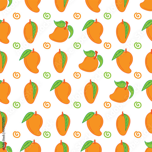 mango pattern colour orange green