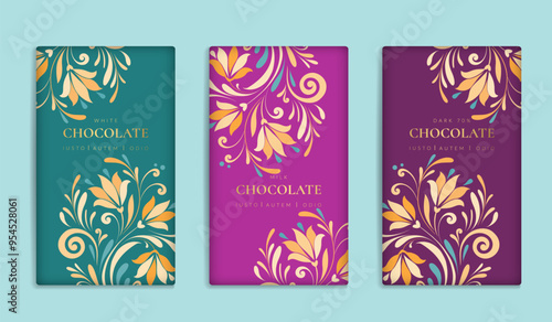 Luxury packaging design of chocolate bars. Vintage vector ornament template. Elegant, classic elements. Great for food, drink and other package types. Can be used for background and wallpaper.