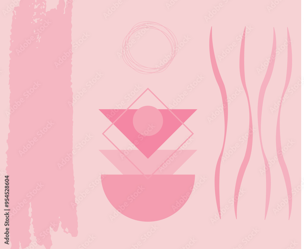 Abstract modern background with geometric shapes in shades of pink Abstract modern background with geometric shapes in shades of pink