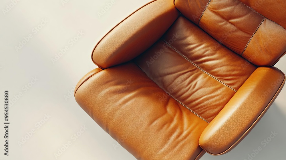 A close-up view of a stylish, modern leather armchair showcasing its texture and design. A close-up view of a stylish, modern leather armchair showcasing its texture and design.