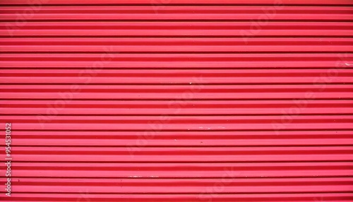 Red corrugated metallic background backdrop with horizontal lines and a shiny, reflective surface 