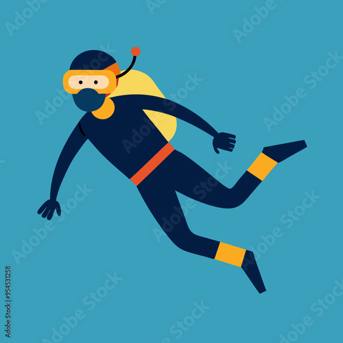 illustration of scuba diver in the sea