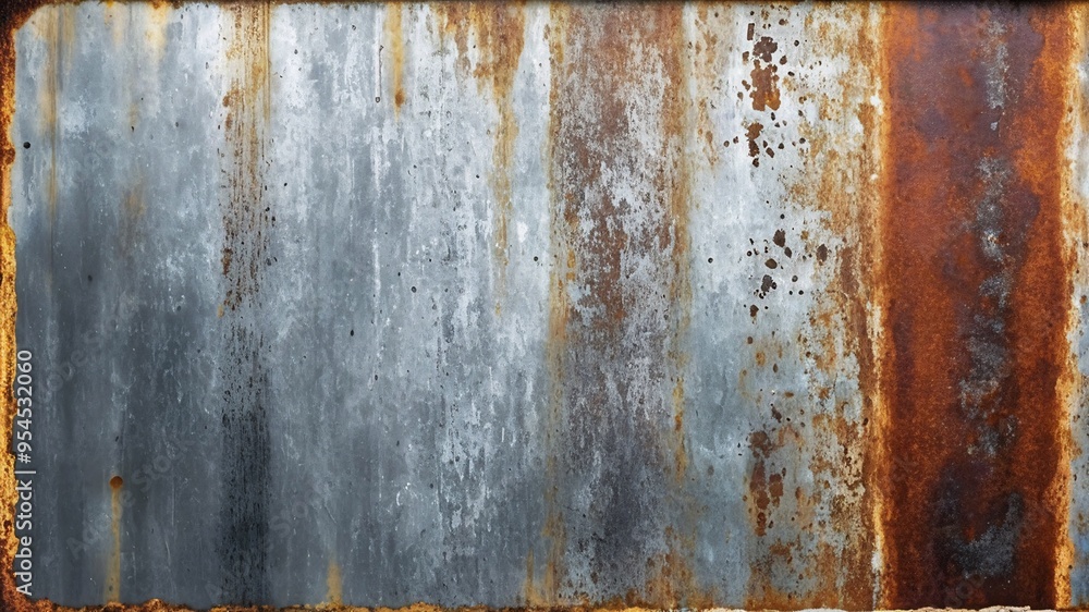 Rusty metal sheet with blue and orange hues. Rusty metal sheet with blue and orange hues.