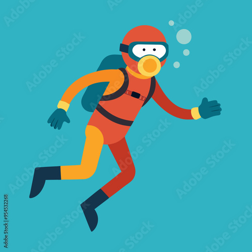 illustration of scuba diver in the sea