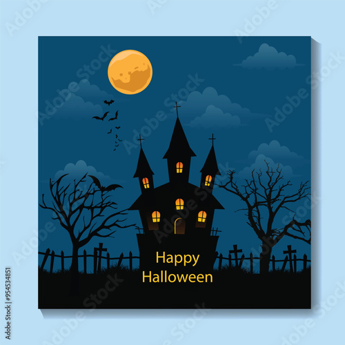 Happy Halloween poster template. happy halloween background design Halloween festival concept vector illustration
