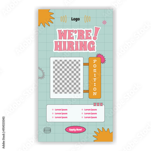 Job hiring poster for social media or poster vector template design. Square banner template with photo or image area