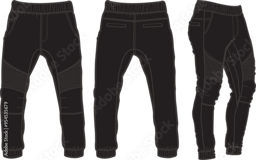 Template trousers pants, front, back and side. Colorful, vector image	