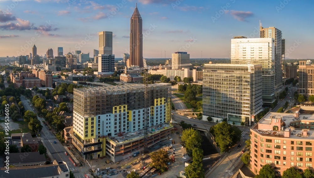 Fototapeta premium Downtown cityskline of Atlanta at sunset, Georgia, United States Of America.