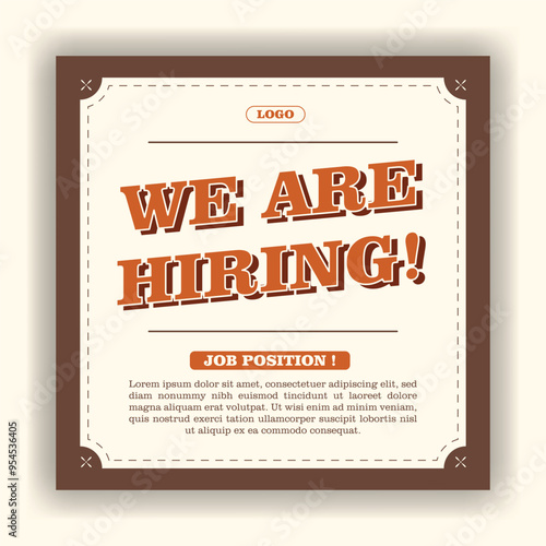 Job hiring poster for social media or poster vector template design. Square banner template with photo or image area