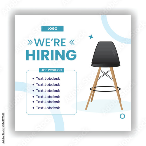 Job hiring poster for social media or poster vector template design. Square banner template with photo or image area