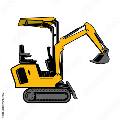 Wallpaper Mural Mini Exavator, logo vector image . Torontodigital.ca