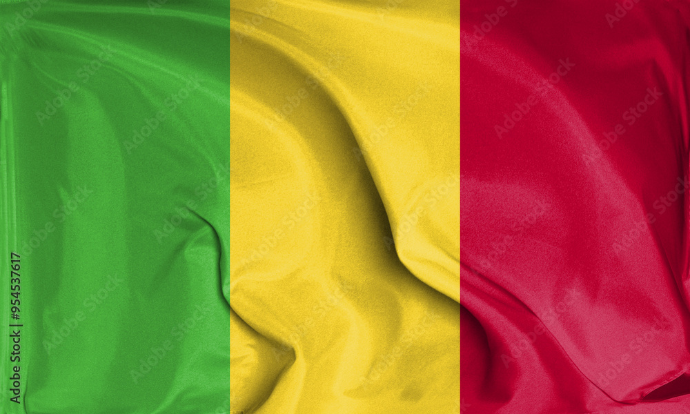 An up close view of Mali flag flying textures An up close view of Mali flag flying textures