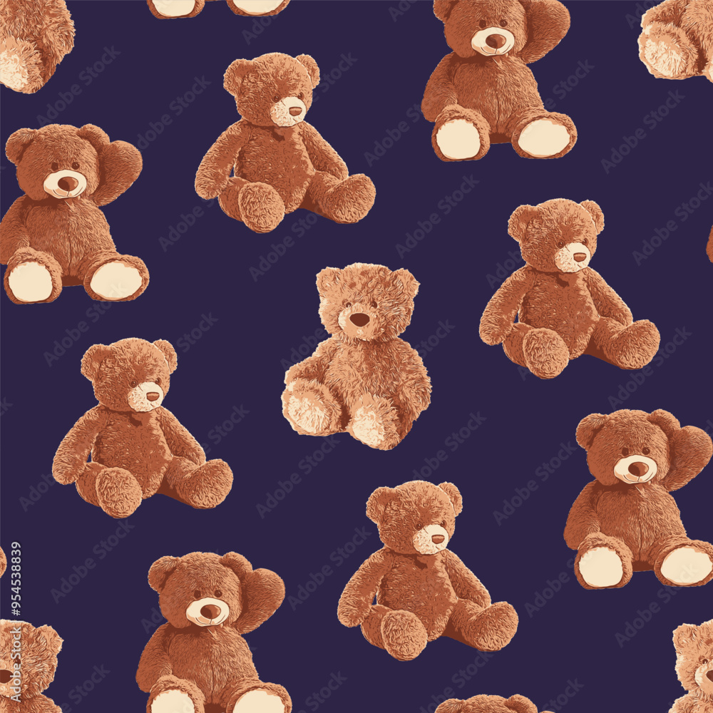 Seamless Cute Teddy Bears Pattern 240901 Seamless Cute Teddy Bears Pattern 240901