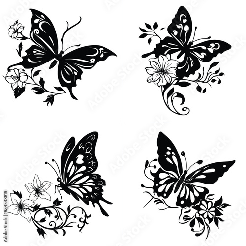 Floral Butterfly Svg, Flower Svg Files, Flower Butterfly SVG, Flower Animal Svg, Butterly Clipart , Flower Butterfly Svg Files for Cricut