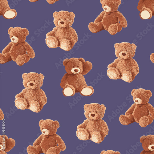 Seamless Cute Teddy Bears Pattern 240903