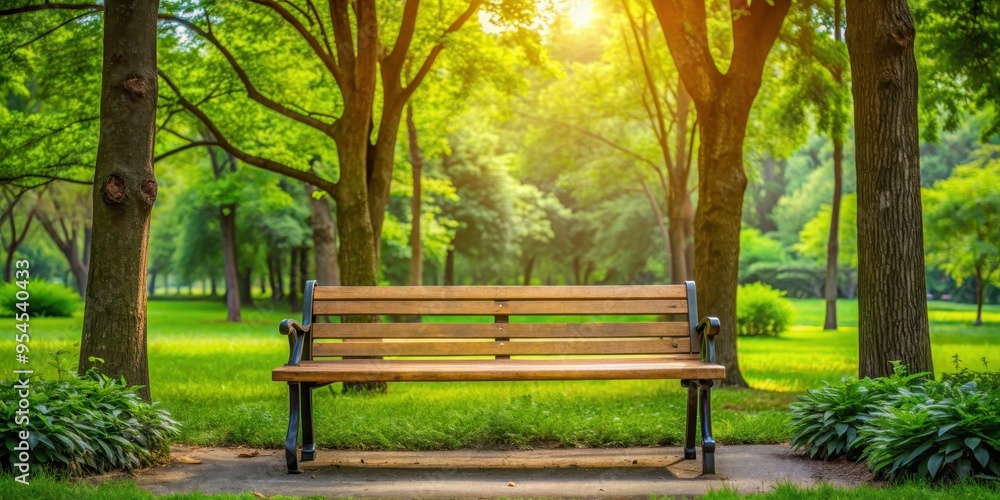 A peaceful wooden bench in the park surrounded by lush green trees , relaxation, nature, outdoor, park, tranquil, peaceful A peaceful wooden bench in the park surrounded by lush green trees , relaxation, nature, outdoor, park, tranquil, peaceful