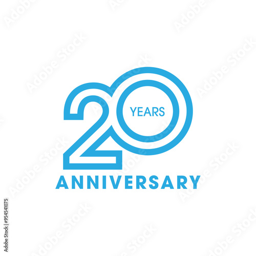 20 anniversary years simple shape out line unique logo