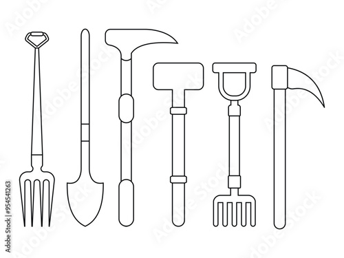 garden tool with stick wood 