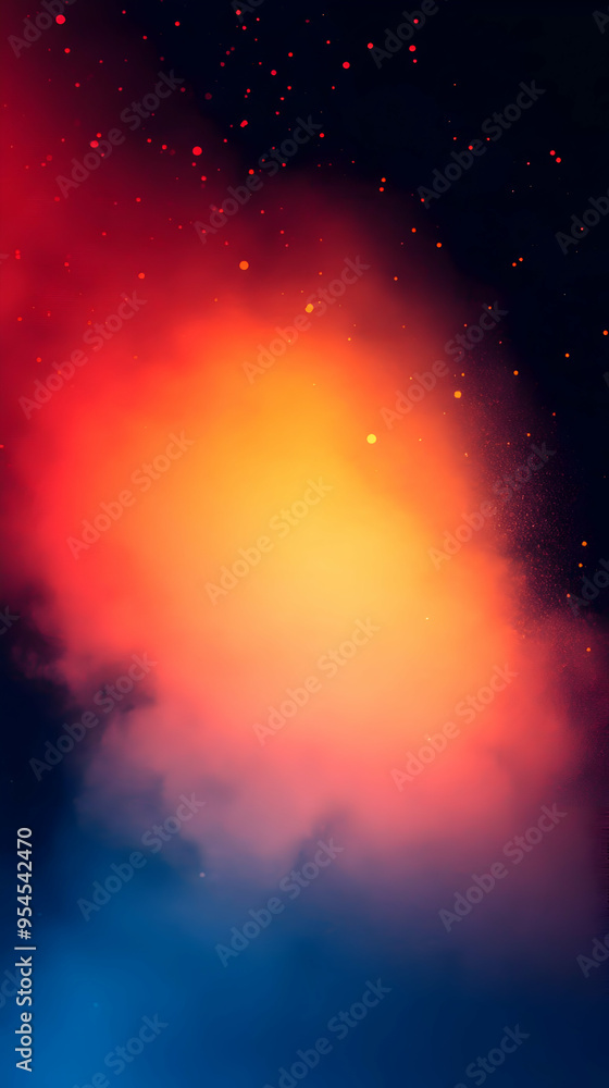 Abstract background with a gradient of red, orange, and blue colors with subtle sparkles. Abstract background with a gradient of red, orange, and blue colors with subtle sparkles.