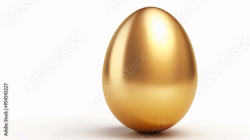 Shiny golden egg isolated on white background.