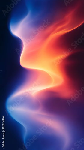 Abstract background with blue and red glowing waves on a dark background.