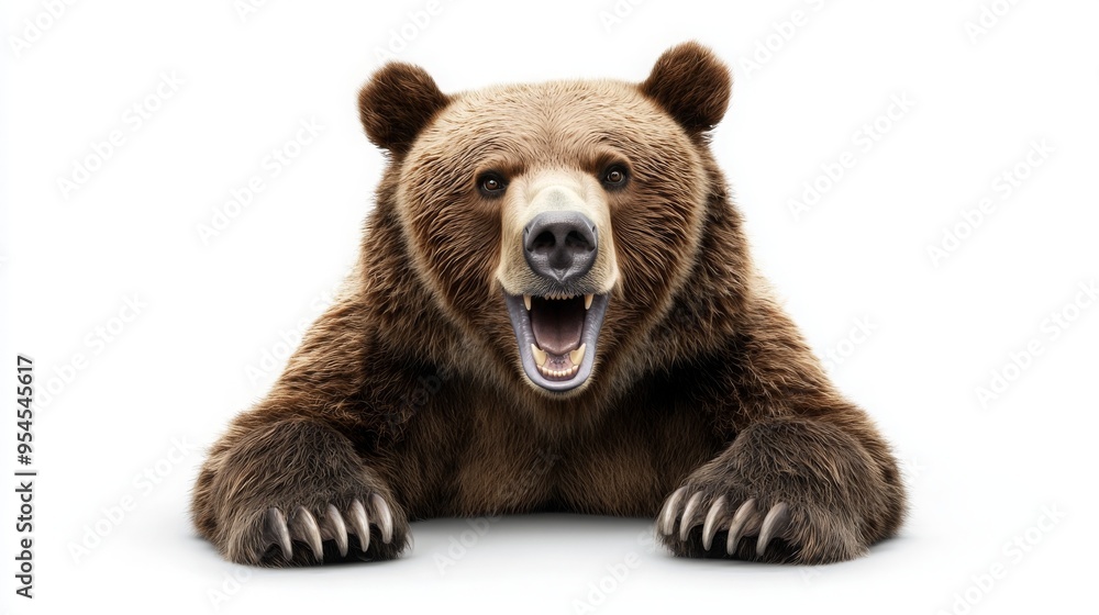 Majestic Bear Victory - 3D Medium Shot Portrait on White Background for Copy Space Text, Clear Realistic 8K Light Photo Majestic Bear Victory - 3D Medium Shot Portrait on White Background for Copy Space Text, Clear Realistic 8K Light Photo
