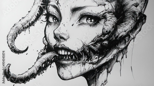 Gory Monstrous Female Face photo