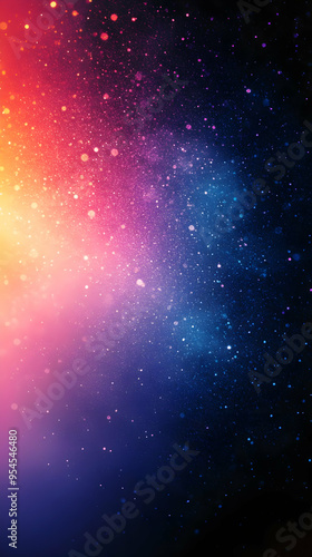 Abstract background with blurred lights and colorful glitter.