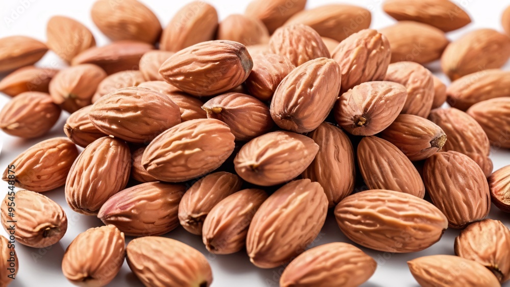 Close-up of a group of almonds, with a focus on their texture and shape. Close-up of a group of almonds, with a focus on their texture and shape.