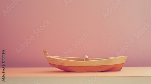 Boat toy on mauve background photo