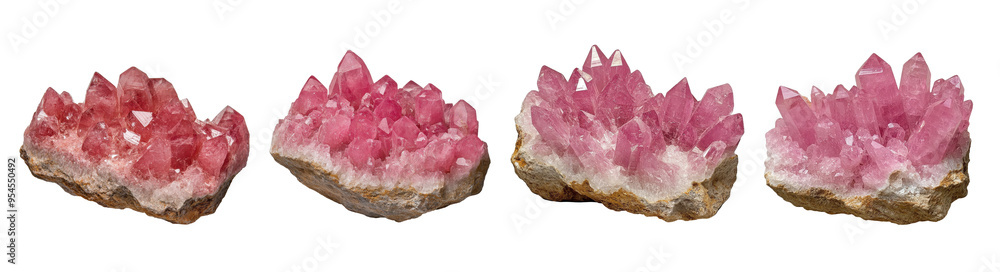 Pink Quartz Crystals, Cluster of raw pink quartz crystals, Gemstone collection Pink Quartz Crystals, Cluster of raw pink quartz crystals, Gemstone collection